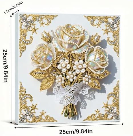 Pearl Art Kits Painting for Adults, DIY Mindfulness Therapy with Framed Canvas and Tools, Beginner Wall Decor-Rose - Image 5
