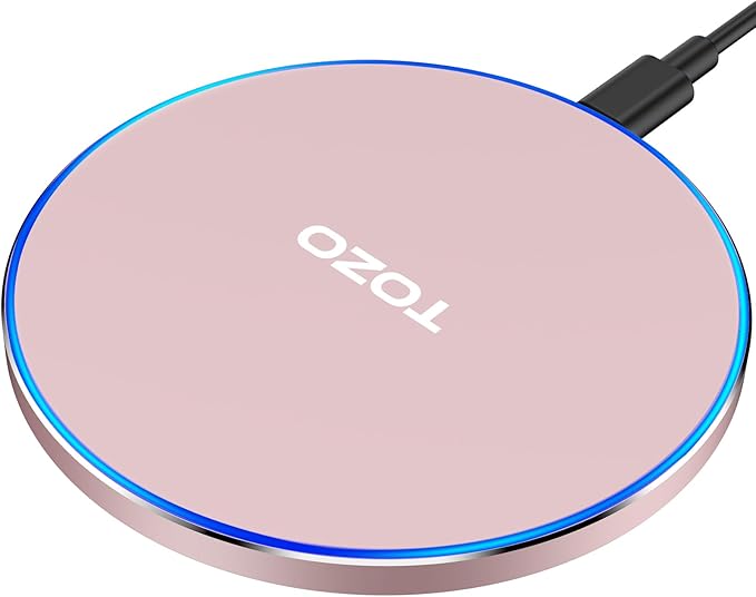 TOZO 2025 W1 New Anti-Slip Wireless Charger 15W Max Fast Wireless Charging Pad Compatible with iPhone 17/16/16 Plus/16 Pro Max /15/14/13/SE Series, Samsung Galaxy S25/S24/S23 Series, Pink
