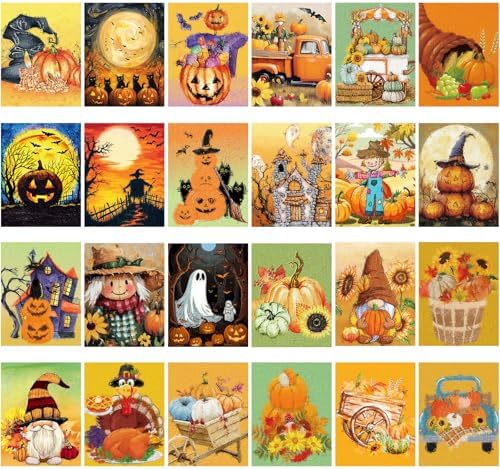 Sherr 24 Pcs Pre Drawn Canvas for Adult, Autumn Halloween, 8 x 10 Inch by Sherr