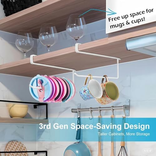 2-Pack Tumbler Lid Organizer, Round Wire Fits Straw and Drink Lids White - Image 3