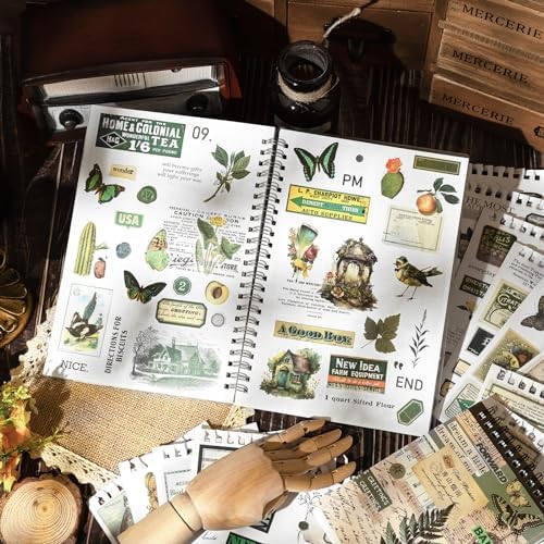 476PCS Vintage Washi Sticker Book & Botanical Journaling Stickers - Image 5
