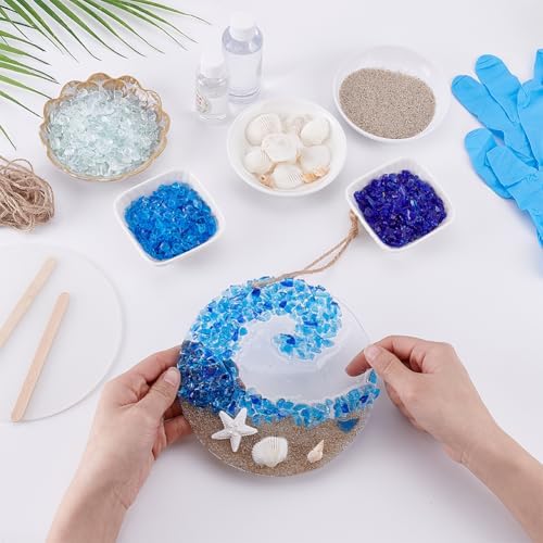 WEBEEDY DIY Sea Glass Suncatcher Ornament Ocean Crashing Wave Beach Ornament Handmade Ocean Sea Glass Resin Hanging Kit with Instruction for Adults Beginners Home Decor Beach Lovers Art Project - Image 4