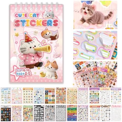 Japanese Stickers for Journaling Supplies,Kawaii Kitten Scrapbook Stickers by Lciyioc