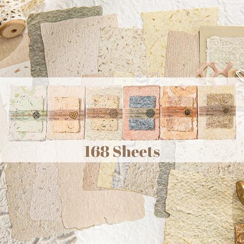 168Pcs Vintage Scrapbook Supplies Kit Textured Rice Paper for Junk Journal - Image 6