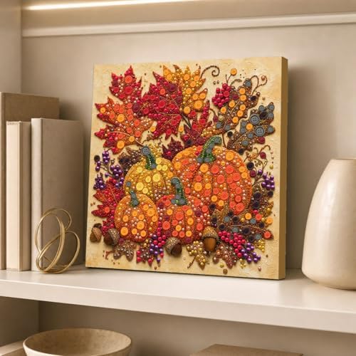Framed Button Art Kit 11.8" DIY Mosaic Craft for Adults(Maple Pumpkin) - Image 6