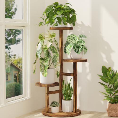 iDavosic.ly 3 Tier Wood Plant Stand Indoor Outdoor Corner Tall Shelf, Brown by iDavosicly