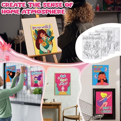 Sherr 140 Pcs 20 Set Pre Drawn Canvas Painting Kit, Feminism - Image 5