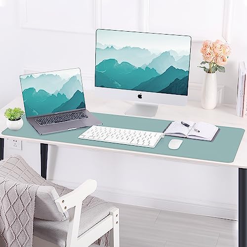 AFIING Cork Desk Mat 47" x 23.6", Dual-Sided Natural Cork & PU Leather Desk Pad, Non-Slip Waterproof Large Mouse Pad for Office, Home & Gaming (Light Blue) - Image 5
