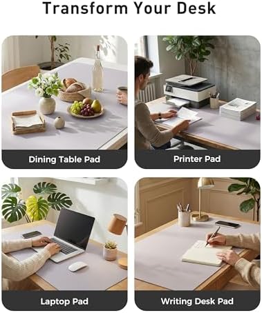 Aothia Faux Leather Desk Mat - Large Mouse Pad, Non-Slip PU Leather Blotter, Waterproof Writing Surface for Office and Home (Smoky Lavender, 63" x 24") - Image 6
