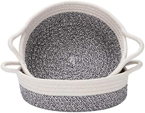 Sea Team 2-Pack Compact Woven Cotton Rope Storage Baskets, Mottled Gray by SeaTeam