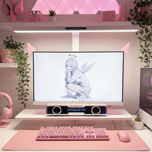 Kawaii Pink Angel Wings Monitor Decor - Aesthetic Gaming Setup Accessories for Girl Gamers & Anime Lovers, Unique Self-Adhesive Computer Ornament (Left & Right Wings) - Image 4