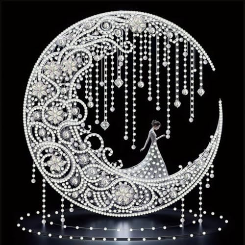 SHICERNHJ Moon Diamond Art Kits for Adults,Special Shape Diamond Painting Kits Beginners,DIY 5D Crystal Rhinestones Craft Art for Home Wall Decor 12 X 12 Inch by Unknown
