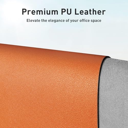Aothia Leather Desk Pad Protector, Office Desk Mat, Large Mouse Pad, Non-Slip PU Leather Desk Blotter, Laptop Desk Pad, Waterproof Desk Writing Pad for Office and Home (48"x17", Hermes Orange) - Image 2