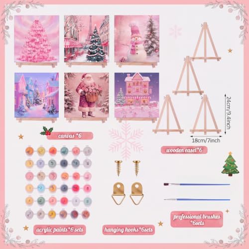 YooNotee 6 Pack Christmas Paint by Numbers Kit - Image 2