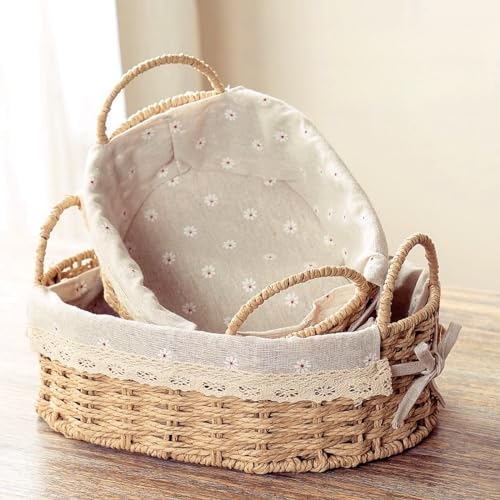 GIB Small Wicker Woven Storage Baskets for Organizing with Handle and Liner - Image 6
