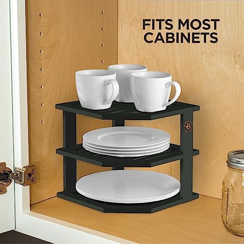 Bambüsi Black 3-Tier Corner Shelf, Kitchen Cabinet Organizer, Bamboo Rack - Image 4