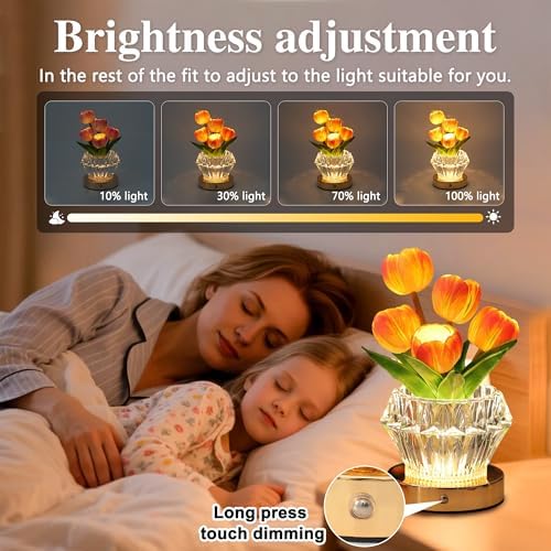 Pink Tulip Flower Lamp Decor Gifts for Women Daughter Friend Grandma - Image 3