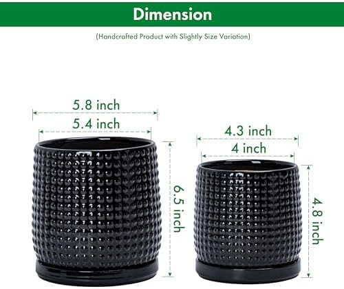 D'vine Dev Beaded Ceramic Planter Pots, 4/6 in, Gloss Black, 27-D-U-2 - Image 3