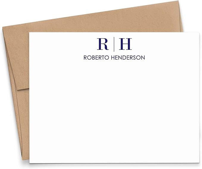 Personalized Two Letter Stationary Monogram Stationary Set FLAT NOTE CARDS, Personalized Monogram Stationery Set, Your Choice of Colors and Quantity