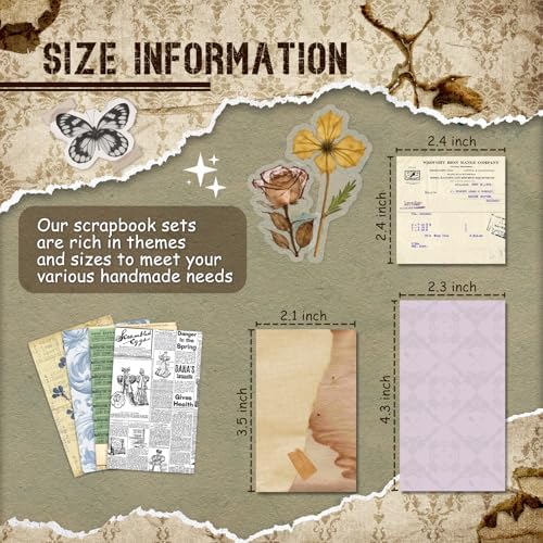 slapaflife 450 PCS Vintage Scrapbook Supplies Junk Journal Supplies, Scrapbook Supplies Kit Include Flowers for Scrapbooking, Planner, Craft Supplies - Image 2