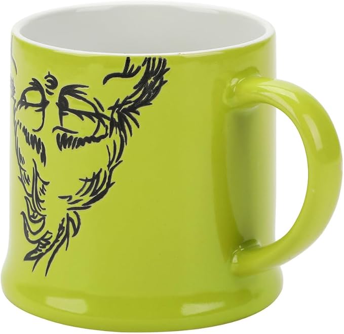 Bioworld The Grinch Upside-Down Character 16 Oz Wax Resistant Green Ceramic Mug