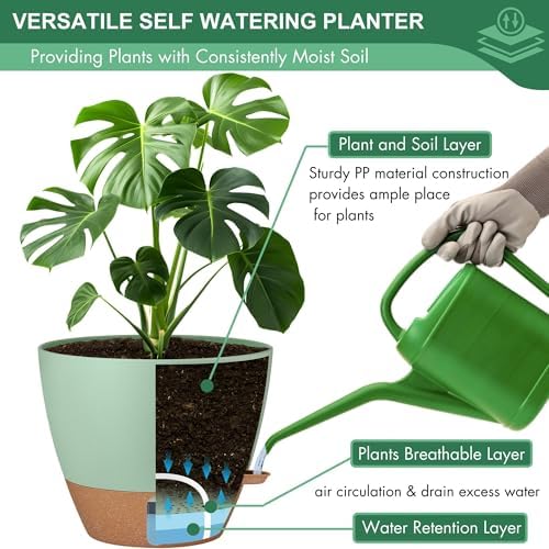 Self Watering Pots for Inoor/Ourdoor Plants 5/5.5/6/6.5/7" Plastic Planter - Image 6