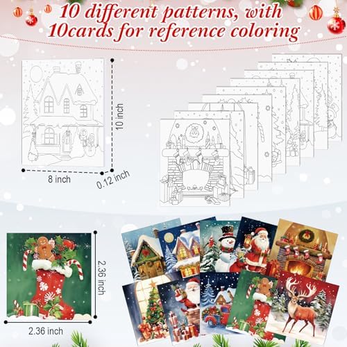 Ctosree 72 Pcs Christmas Paint and Sip Kit for Adults 8'' x 10'' Pre Drawn Canvas for Painting DIY Pre Printed Canvas for Party Favor Afro Acrylic Painting Kit Wood Easel Brushes Date Night Bulk - Image 3