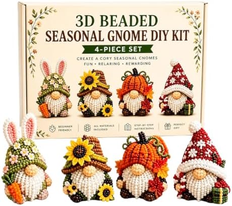 Ewudjou 1-Pack 3D Beaded Gnome DIY Kit & 3D Beaded Gnome Kit, Autumn Themed Beaded Craft Set for Adult Beginner Decoration by Unknown