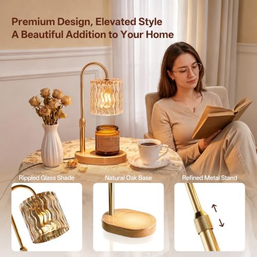Homelist Decorative Ripple Glass Candle Warmer Lamp, Dimmable - Image 6