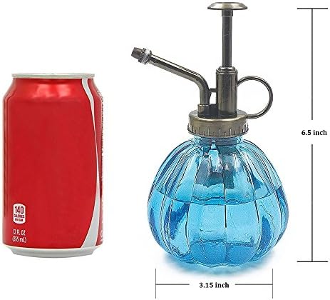 Flower Water Spray Bottle Can Pot Plant Mister | Vintage Pumpkin Style Decorative Glass Plant Atomizer Watering Can Pot with Pump for Terrariums Flowers Potted Plants (Blue) - Image 3