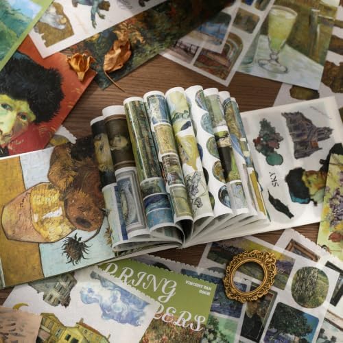 Aesthetic Oil Painting Sticker Book, 500+ Vintage Scrapbook Stickers for Adults and 20 A5 Scrapbook Papers, Ephemera Sticker Book for Junk Journal Supplies, Washi Stickers for Journalingg Scrapbooking - Image 3
