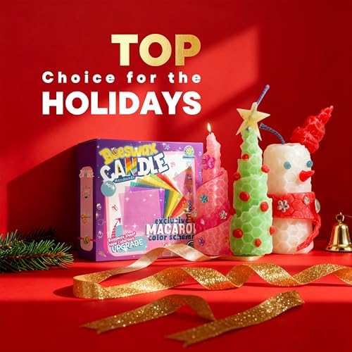 SMEAGOLORIYA Moldable Wax Candle Craft Kit - DIY Sculpting Set with 10 Colorful Sheets, Paints, Stickers & Wooden Display Stand - Creative Gift for Family Activity, Hobby Project - Image 2