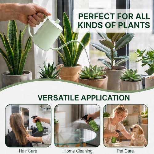 2 Pack Small Watering Can for Indoor Plants, 20 oz Metal Plant Watering Can with Long Spout for House Plants, 13.5 oz Glass Plant Mister Spray Bottle for Bonsai Garden Flowers Decorative - Image 6