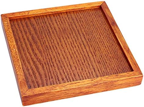 Keenso Wooden Serving Tray, Small Raised Snack Tray for Coffee Tea Drinks Breakfast Snacks (12.5 x 12.5 x 2cm) - Image 4