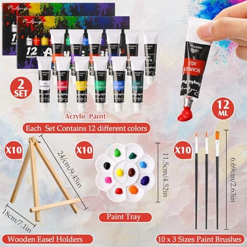 Ctosree 72 Pcs Flower Lady Paint and Sip Kit for Adults 8'' x 10'' Pre Drawn Canvas for Painting DIY Pre Printed Canvas for Party Favor Acrylic Painting Kit Wood Easel Brushes Date Night Bulk - Image 4