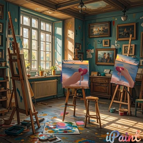 2Pcs Sip and Paint Kit for Adults,Valentines Couple Painting Kit Supplies Canvas, Pre Drawn Canvas to Paint for Date Night for Couples DIY Acrylic Painting Kits Party Favor 8×10 - Image 6