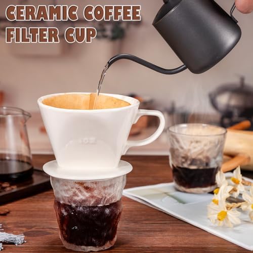 Pour Over Coffee Dripper, Ceramic Pour Over Coffee Maker, White - Image 4