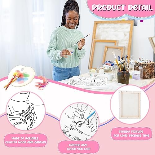 Sherr 75 Pcs 15 Set Pre Drawn Canvas Kit for Painting Craft Sip Paint Kit - Image 3