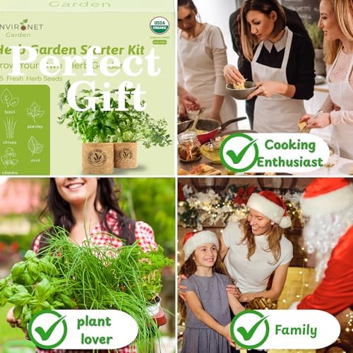 Herb Indoor Garden Kit- Unique Chrismas Herb Gardening Gift, Home Kitchen Gift for Mom, Friends, and Gardeners (Basil, Parsley, Chives, Cilantro, Mint) - Image 6