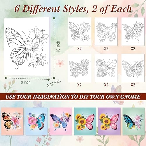 Marspark 12 Set Butterfly Pre Drawn Canvas Pre Printed Canvas Set - Image 3