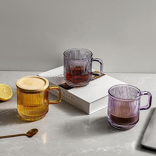 Lysenn Purple Glass Mug with Lid, Premium Glass Coffee Mug, 12 oz Tea Cup - Image 5