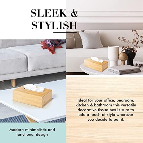 JUSK Design Tissue Box Holder - Modern, Minimalist, and Durable Wooden Tissue Box with Sliding Bottom, Easy-Refill- Premium-Quality Bamboo Tissue Box Cover, Fits 120-Count Box, Short Rectangular - Image 5