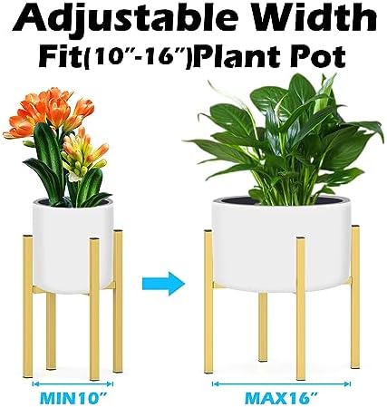 Plant Stand for 10"-16" Plant Pot Indoor Outdoor Corner, Adjustable Metal Heavy Duty for Large Pot (Golden 1 Pack) - Image 3