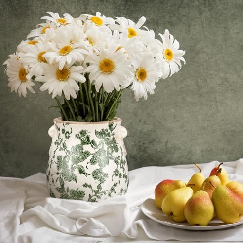 Ceramic Scroll Planter 6.5 Inch, Green Floral - Image 6