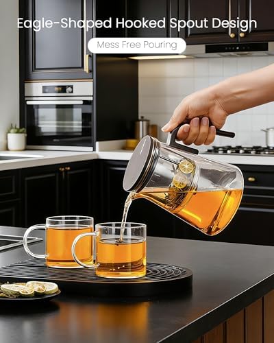 ZENS Magnetic Teapot with Infuser and 2 Cups, 34oz Magic Loose Tea Maker - Image 5