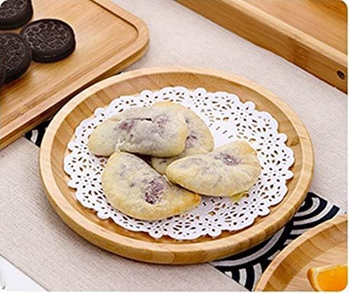 XIMISISE Round Bamboo Tray, Wood Serving Tray, Wooden Platter, Wood Charcuterie Board, Decorative Tray for Coffee Table, 7.9 inch - Image 3