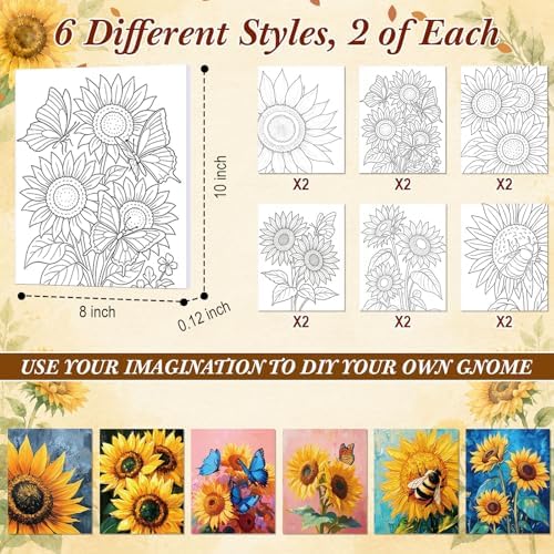 Marspark 12 Set Sunflowers Pre Drawn Canvas Pre Printed Canvas Set - Image 3