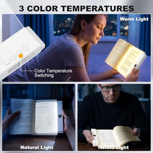 Book Light, Rechargeable Flat Reading Light with Timer for Reading at Night - Image 3