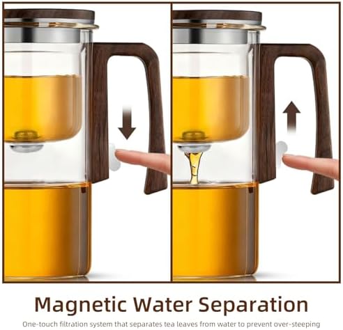 Magnetic Teapot, 24.3oz High Borosilicate Glass Teapot with Infuser, Loose Leaf Tea Steeper Pot, Heat Resistant Enchanti Tea Pot with Infusers for Herbal Leaf Brewing - Image 3