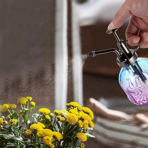 Glass Plant Mister Spray Bottle Indoor Watering Can 6.4inch Tall with Bronze Plastic Top Pump Vintage Small Plant for Outdoor Garden Succulent Flower - Image 2